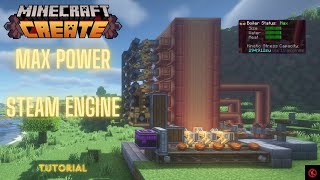 Minecraft Create Tutorial Max Power Steam Engine  1201 [upl. by Nwahsed]