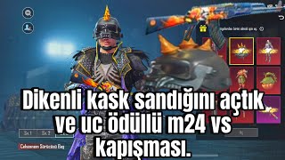 PUBG YENİ GELEN DİKENLİ KASK SANDIĞI AÇTIK m24 uc ödüllü vs yarışması yaptıkpubgmobile [upl. by Wauters822]