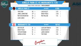 Ainslie Park CC v Warrandyte T20 [upl. by Georgi53]