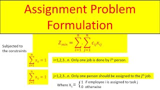 Operation Research 16 Formulation of Assignment Problem [upl. by Schick]