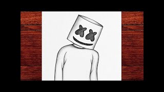 How to draw Marshmallow Easy DJ marshmallow drawing Easy drawing step by step  by Atizaz [upl. by Crowe207]