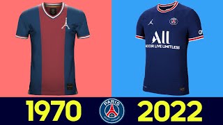 The Evolution of Paris SaintGermain Football Kit 202122  All PSG Football Jerseys in History 2022 [upl. by Nosreip]