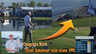 Nick Dunlap Makes History off Sam Burns Fumble pgatour amex [upl. by Anegue2]