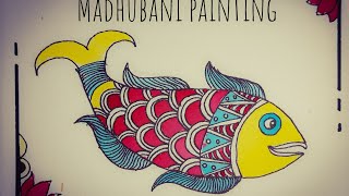 How to draw and color Madhubani painting fish [upl. by Arul]