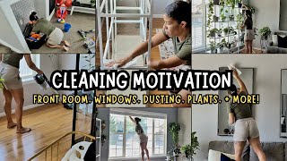 CLEAN WITH ME  FRONT ROOM  WINDOWS  LIVING ROOM  PLANT DECOR  MORE [upl. by Sheedy]