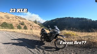 2023 KLR 650 on some gravel roads Raw sound saw a forest fire [upl. by Mcclelland]