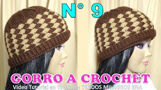 Como tejer el Gorro N° 9 a crochet en punto abanicos de dos colores para niñas y damas paso a paso [upl. by Yule]