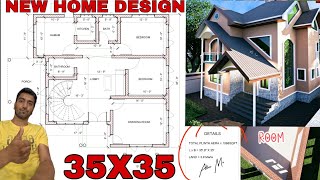 New Home Design  1068 sqft 35x35  Luxurious house [upl. by Sallyann]