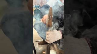 Installation process of manganese steel forged kitchen knife wooden handle [upl. by Henry254]