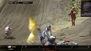 Gajser goes down in MXGP Race 1  YPF INFINIA MXGP of PatagoniaArgentina 2024 MXGP [upl. by Simmie235]