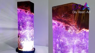 Easy making Epoxy Resin lamp Magical purple  Diy Resin Art [upl. by Leagiba]