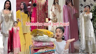 Party wear suit set haul from meesho  Meesho designer suit set haul Diwali outfit from Meesho [upl. by Yhtamit792]