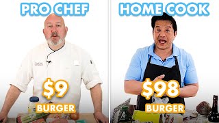 98 vs 9 Burger Pro Chef amp Home Cook Swap Ingredients  Epicurious [upl. by Omsare]