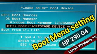 Boot menu setting HP 290 G4 Microtower PC and install windows 10 Step by Step Guide [upl. by Kathi]