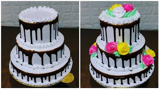 3 tier cake design  3 step cake decoration  3 story chocolate cake [upl. by Alodee]