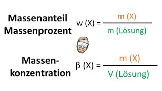 Massenanteil  Massenprozent  Massenkonzentration  Berechnen  Chemie Endlich Verstehen [upl. by Nomrac]