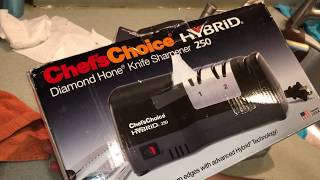 Global MinoSharp 3 Knife Sharpener vs ChefsChoice Hybrid 250 Diamond Hone [upl. by Dolloff]