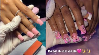 How to do duck nails 🩷 beginner nail tutorial [upl. by Enneira]