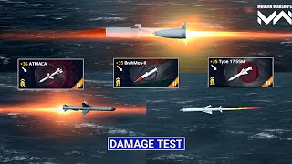 Type 17 SSM VS BrahMosII VS ATMACA  Epic Missiles Damage Test  Modern Warships [upl. by Millda]