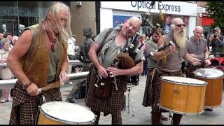 Bagpipes And Drums Music Of Best Scottish Tribal Bands City Centre Of Perth Perthshire Scotland [upl. by Janet216]