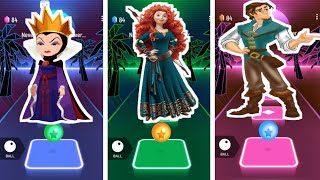 Evil Queen🆚Merida🆚Flynn Rider Never Slow Me DownEveret Almond Tile Hop EDM Rush 🎶 Play Games 🎯 [upl. by Fotina997]