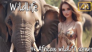 4k Savanna African Wildlife Safari  African Elephant walking Majestically in Maasai Mara Kenya [upl. by Yekcaj]