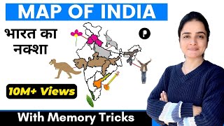 MAP OF INDIA भारत का नक्शा   India Map 2023  Indian Geography by Richa Maam [upl. by Morven]