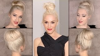 Top knot hair tutorial Gwen Stefani bun hairstyle [upl. by Olivie30]