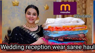 Meesho Wedding reception wear saree haul Affordable wedding wear saree under Rs1100 Pooja choyal [upl. by Terb]