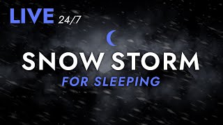 🔴 Fall Asleep to Snow Storm Sounds for Sleeping  Dimmed Screen  Live Stream  Blizzard Sounds [upl. by Anitnuahs]