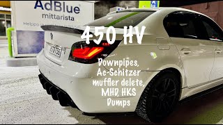 BMW 535ix 450hp ColdStart and Soundcheck Downpipes MHD HKS dumps BMS [upl. by Jamilla871]