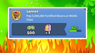 THE HARDEST ACHIEVEMENT IN BLOONS  SAPPER And How To Get It [upl. by Kerwinn]