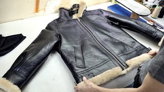 Making Excellent Sheepskin B3 Bomber Jacket by Seasoned Korean Leather Master [upl. by Kassey]