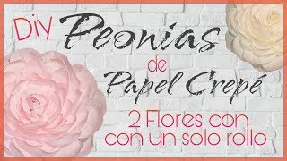 DIY  Peonias de Papel Crepé  2 Flores con un solo rollo 🌺 [upl. by Aihsel]