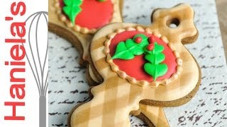 How to Make Christmas Gingham Cookies Decorating with Royal Icing [upl. by Annodam]