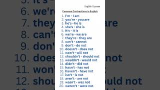 Common Contractions in English learnenglish contractions vocabulary english englishexpress [upl. by Margarete55]