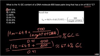 How to calculate GC content of DNA if melting temperature of DNA is known [upl. by Larry752]