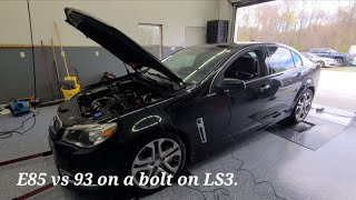 E85 vs 93 octane Dyno results on a bolton all motor LS3 sedan SS [upl. by Cristian433]