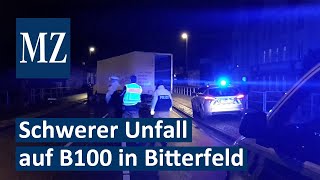 Schwerer Unfall auf der B100 in Bitterfeld [upl. by Nylirak]