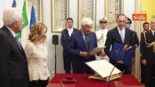 Alessandro Giuli è il nuovo Ministro della Cultura le immagini del giuramento al Quirinale [upl. by Lanor]