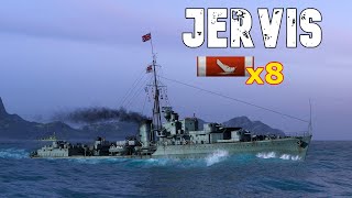 World of WarShips Jervis  8 Kills 128K Damage [upl. by Karlie]