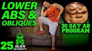 Lower Abs amp Obliques Workout At Home  30 Days to Six Pack Abs for Beginner to Advanced Day 25 [upl. by Emyam]