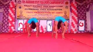 JHARKHAND YOGA SPORTS CHAMPIONSHIP 2017 RHYTHMIC PAIR YOGA DANCE PERFORMED BY ARPAN AND RAHUL [upl. by Oringas]