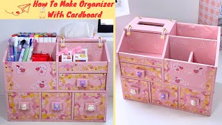 DIY Desk Organizer By Cardboard  DIY  Tutorial  Hoài Nanu [upl. by Modie]