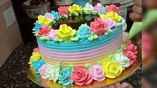 Flowers cake whip cream flowers cake flowers cake desing flowers cake decoretion Good cake 169 [upl. by Zitvaa]