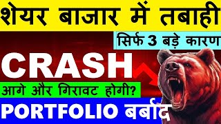 STOCK MARKET CRASH😭  PORTFOLIO बर्बाद😭🔴 NIFTY CRASH🔴 NIFTY PREDICTION🔴 MARKET CRASH US JAPAN SMKC [upl. by Aurie]