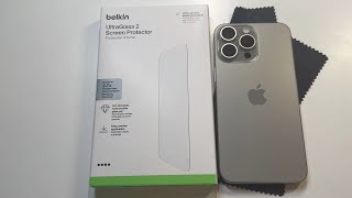 Belkin UltraGlass 2 Screen Protector for iPhone 15 Pro Max Review [upl. by Elle]