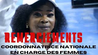 Remerciements de la coordonnatrice Nationale Adjointe en charge de réseau des Femmes [upl. by Airdnazxela]