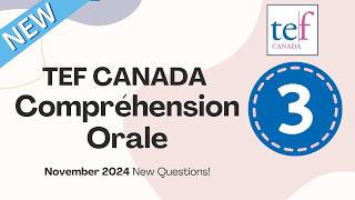 TEF CANADA  CO Listening  November 2024  New Test with New Questions Comprehension Orale [upl. by Naples]