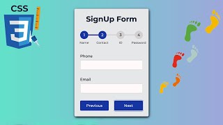 🦶🏼Multi Step Form With Progress  HTML CSS amp JavaScript [upl. by Nujra]